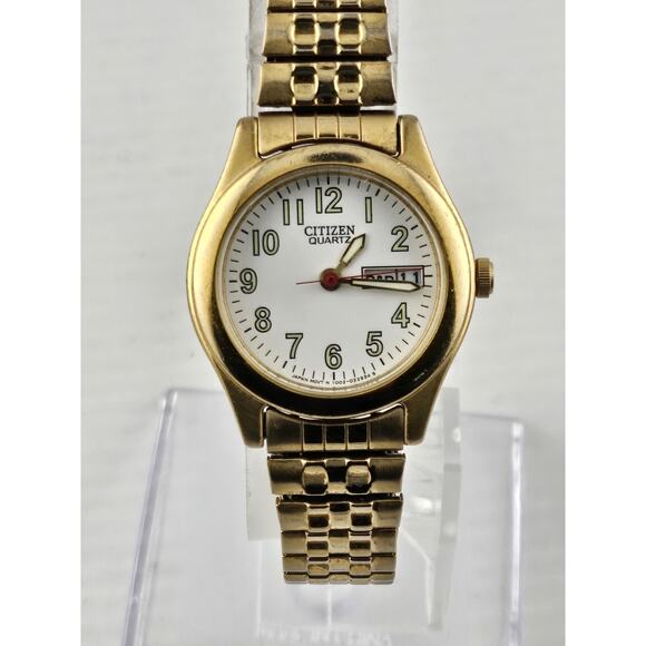 Citizen Quartz NOS Ladies Vintage Watch Day Date Expansion Band New Battery Runs - Picture 1 of 11